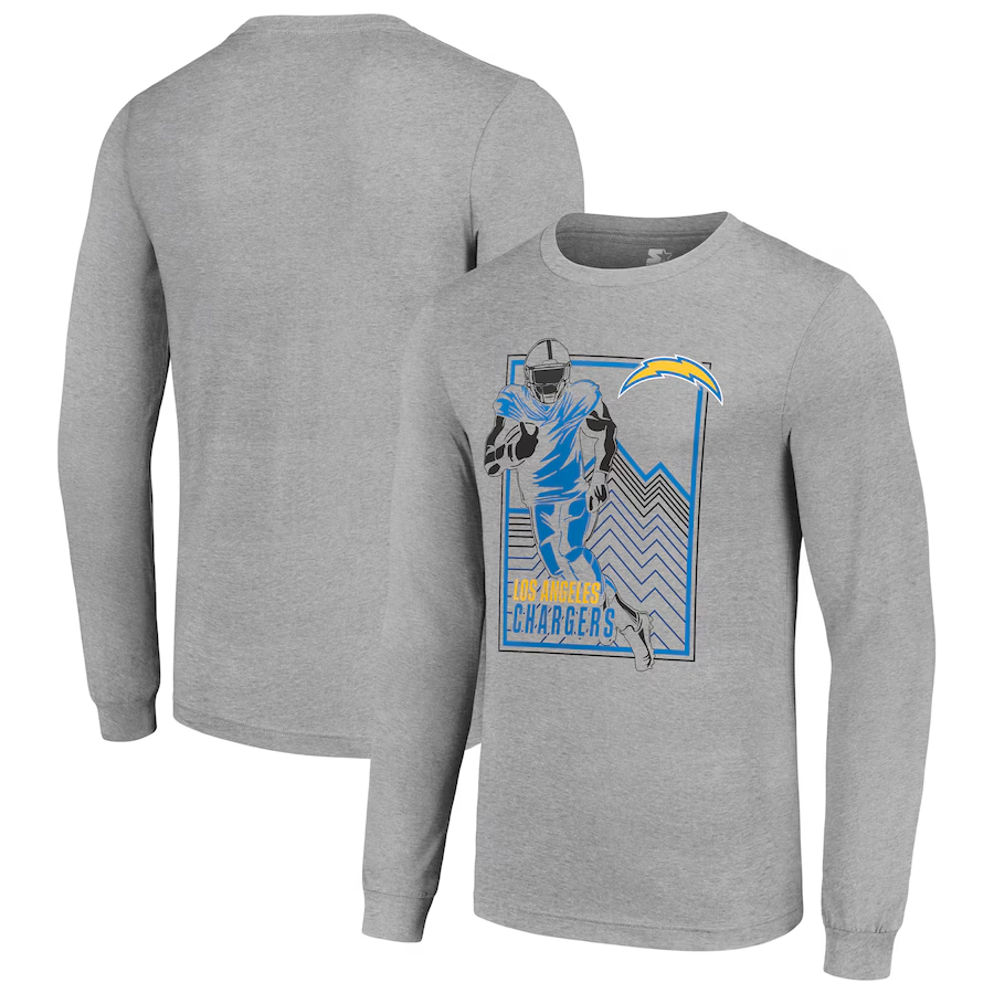 Men Los Angeles Chargers grey 2024 NFL Long sleeve T Shirts->nfl t-shirts->Sports Accessory
